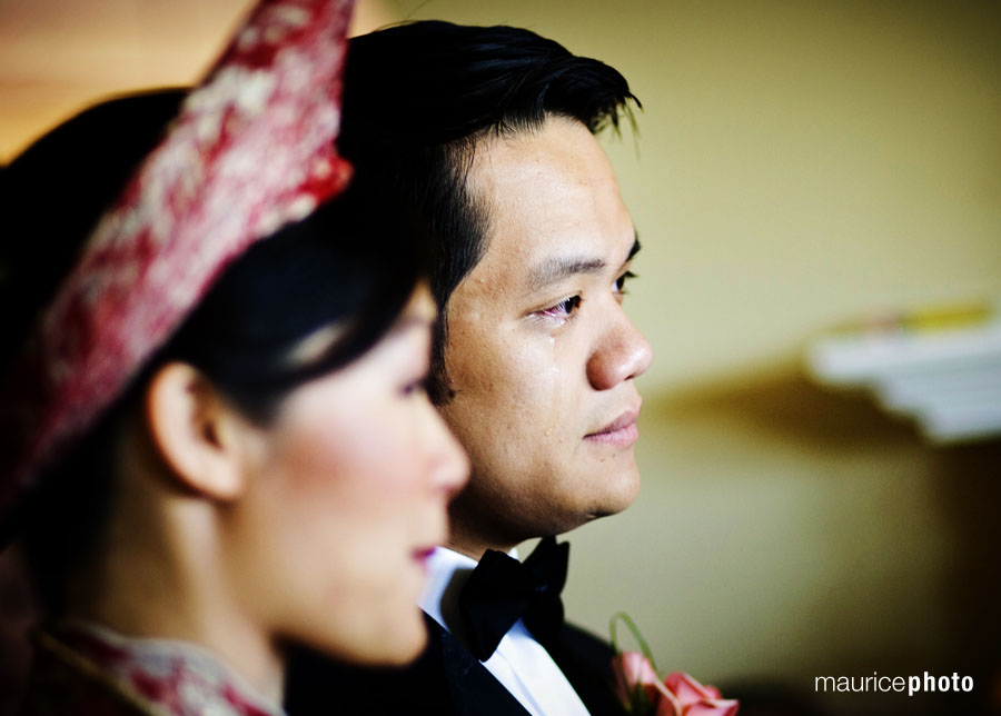 bride and groom during their tea ceremony