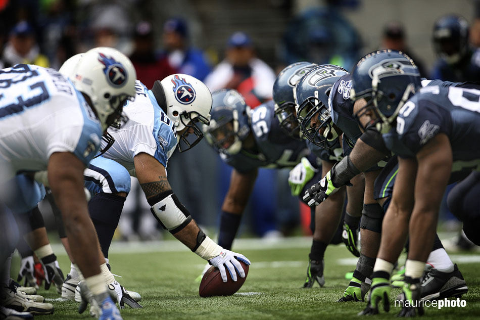 The offensive and defensive line of the Seahawks and Titans. 