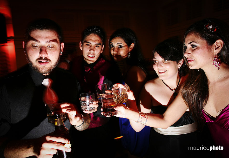 Doing shots at the reception.