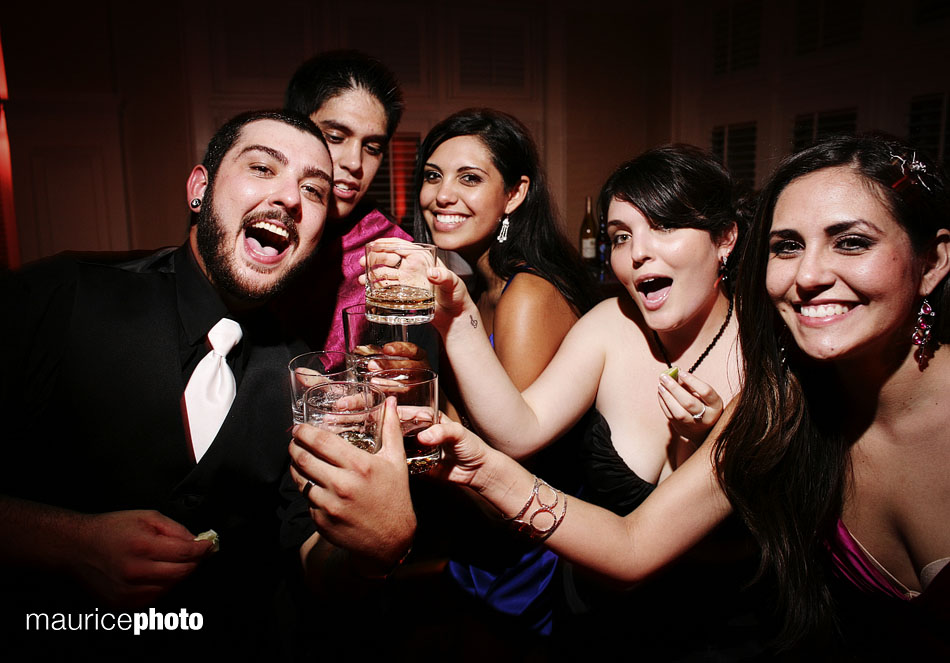 Wedding party does Tequila shots at Newcastle.