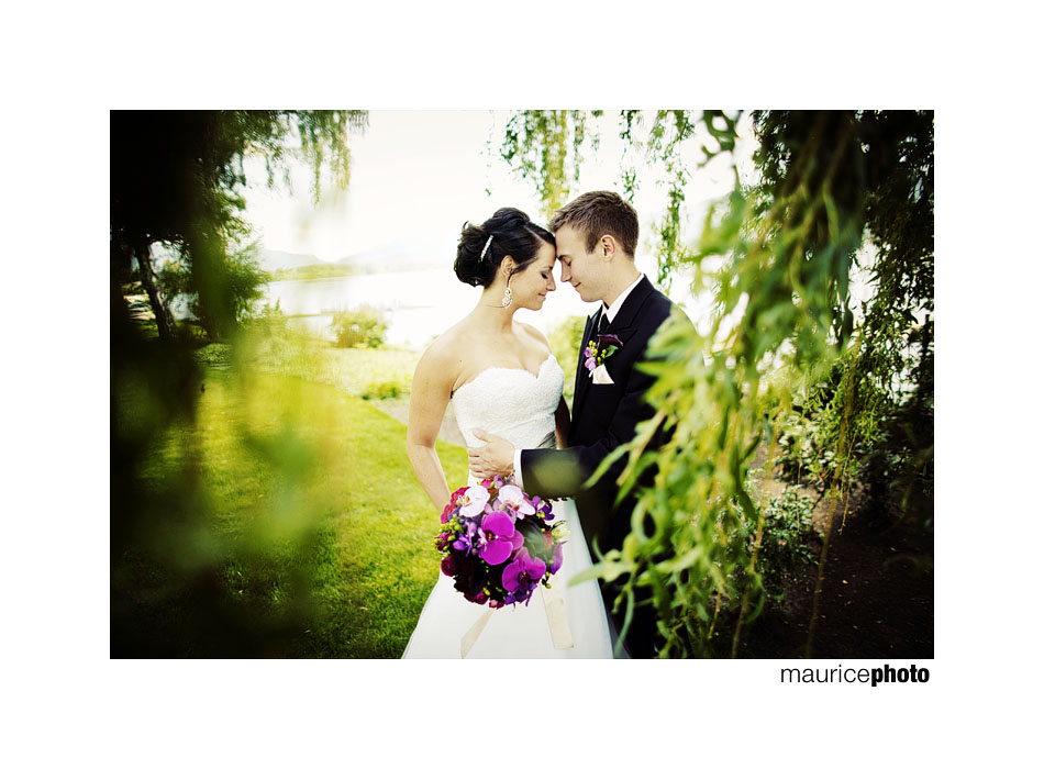 Formal portrait of bride and groom on wedding day