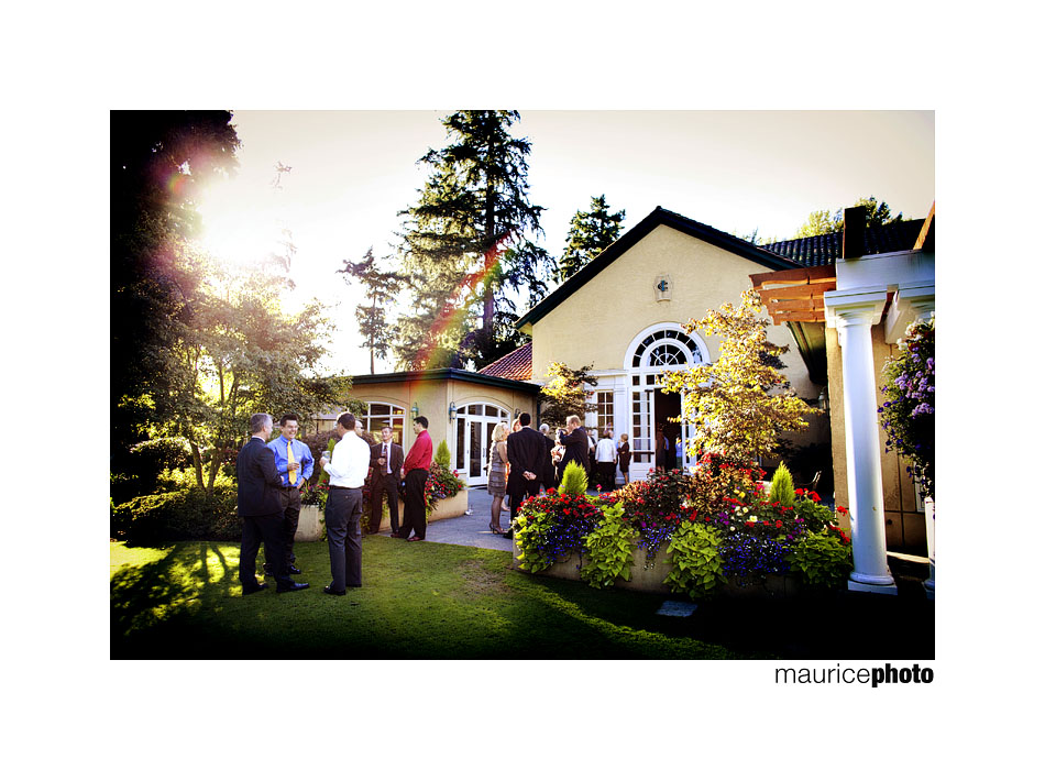 Guests mingle at a wedding reception at Inglewood Golf Club