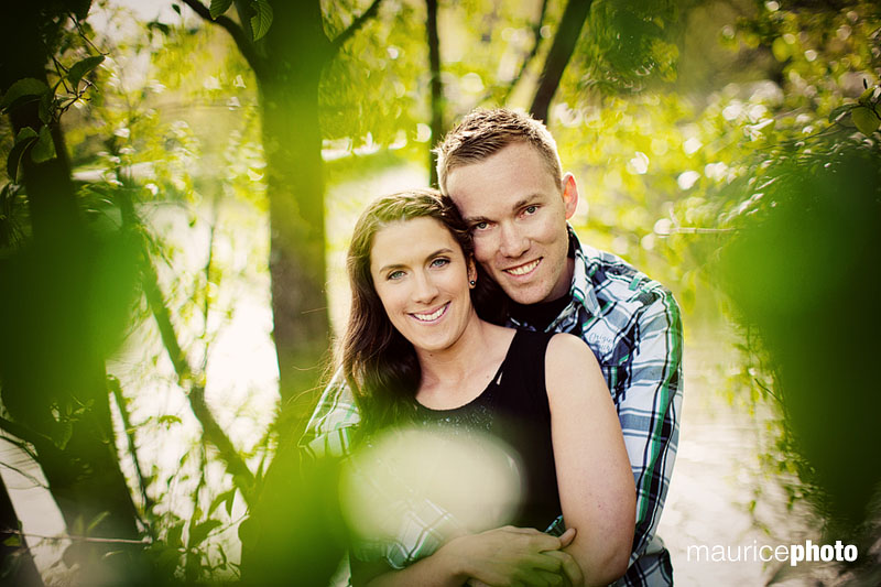 A couple post for engagement portraits in the Spring