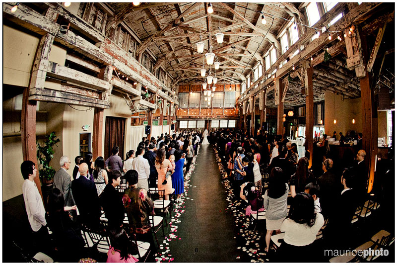 Wide angle photo of the ceremony at SODO Park Herban Feast Catering