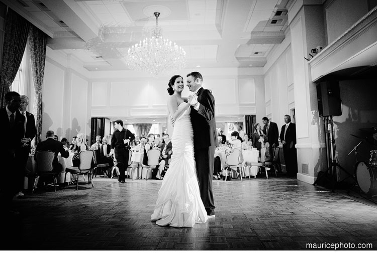 the newlyweds dance while the Michael Benson band plays