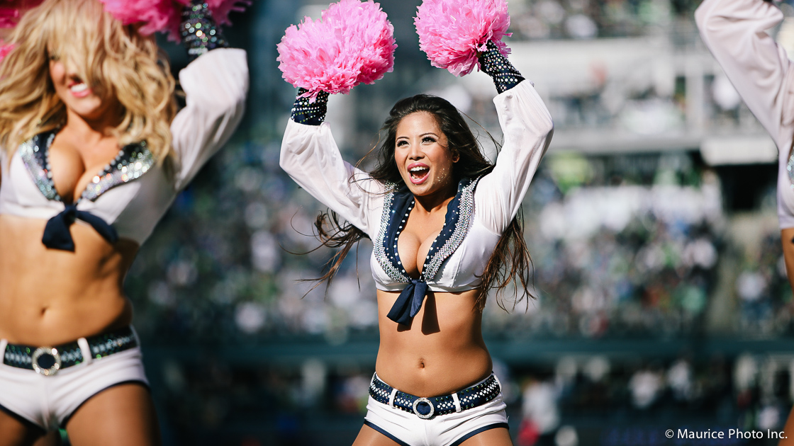 Sea Gal Jacqueline cheers for the Seattle Seahawks at Century Link Field 