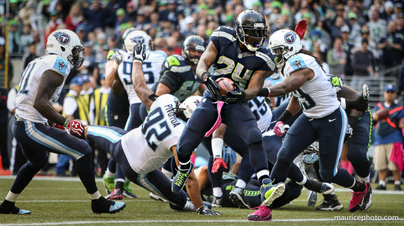 Marshawn Lynch goes beast mode in the end zone