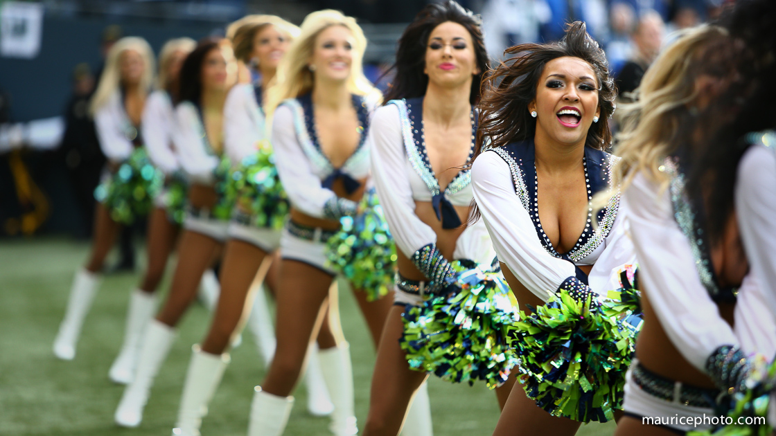 The Sea Gals cheer on the home team
