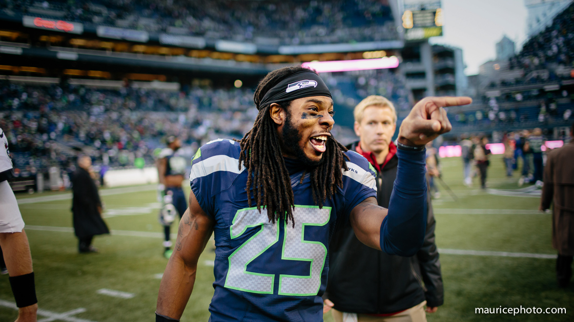 Seahawks CB Richard Sherman celebrates after a win