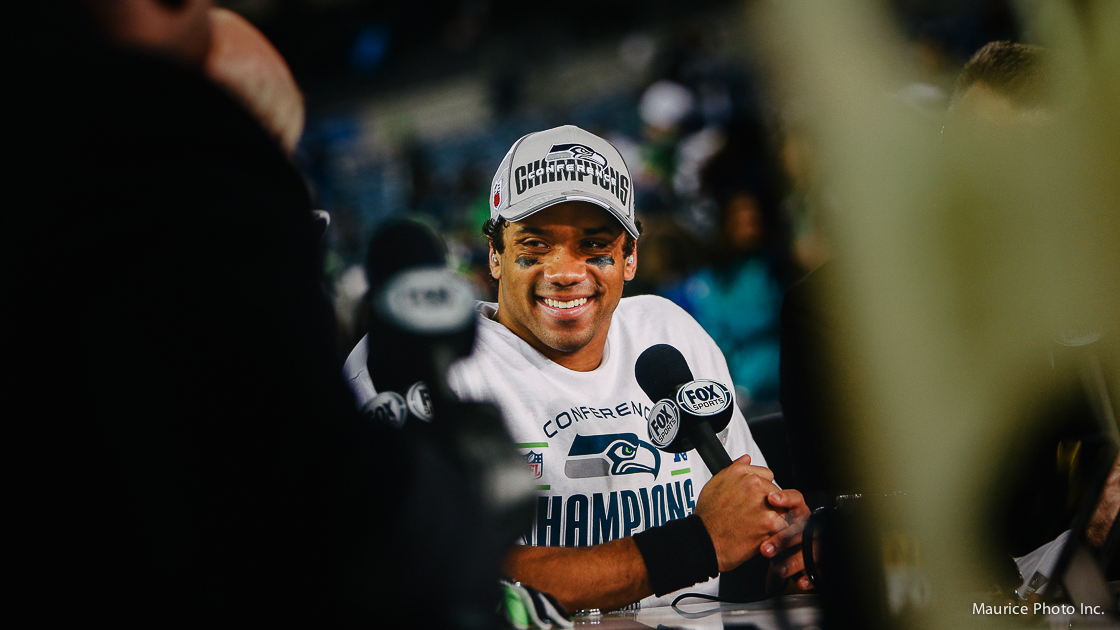 Russell Wilson talks with FOX Sports after the win