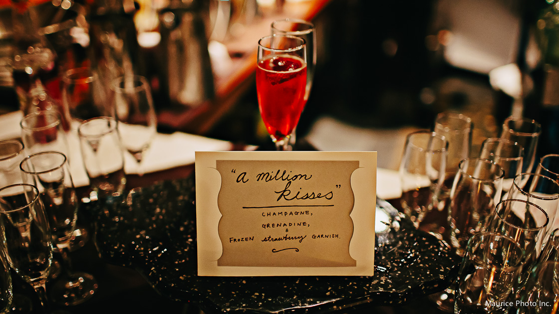 Champagne cocktails at wedding