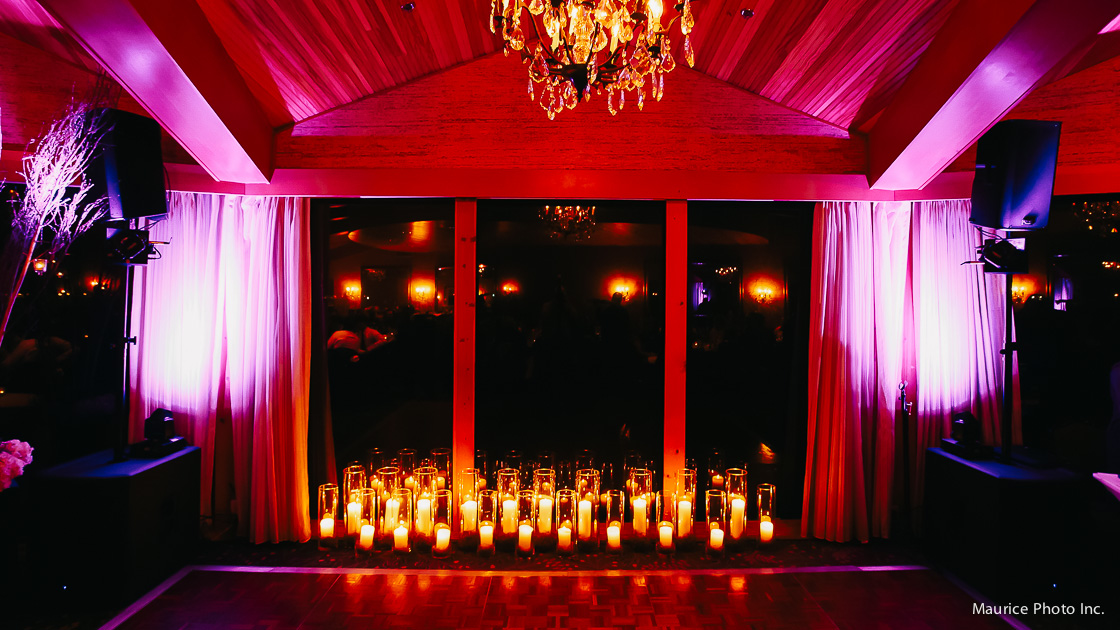 Candle lit reception at the Edgewater hotel. 