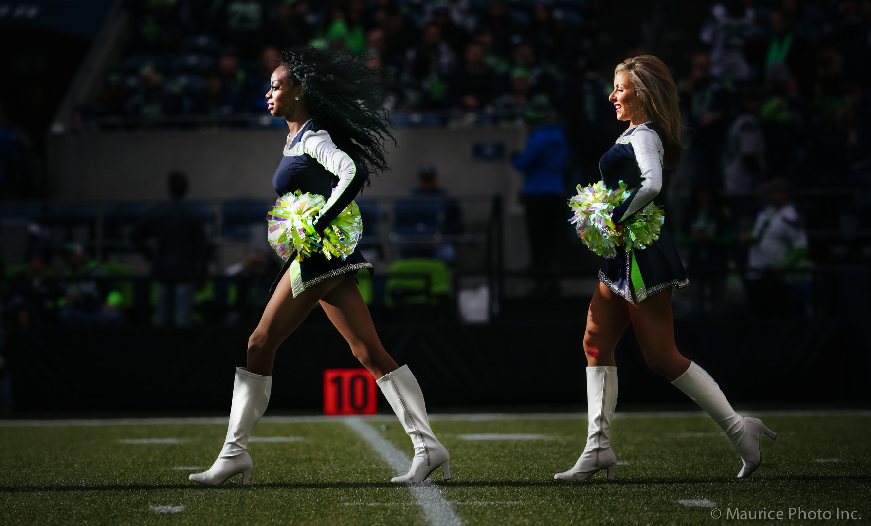 The Sea Gals perform at a Seahawks game
