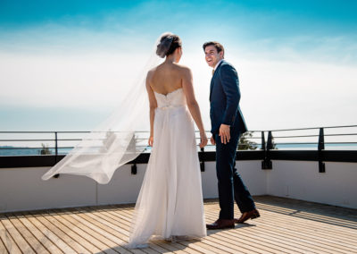 Bride and grooms first look.