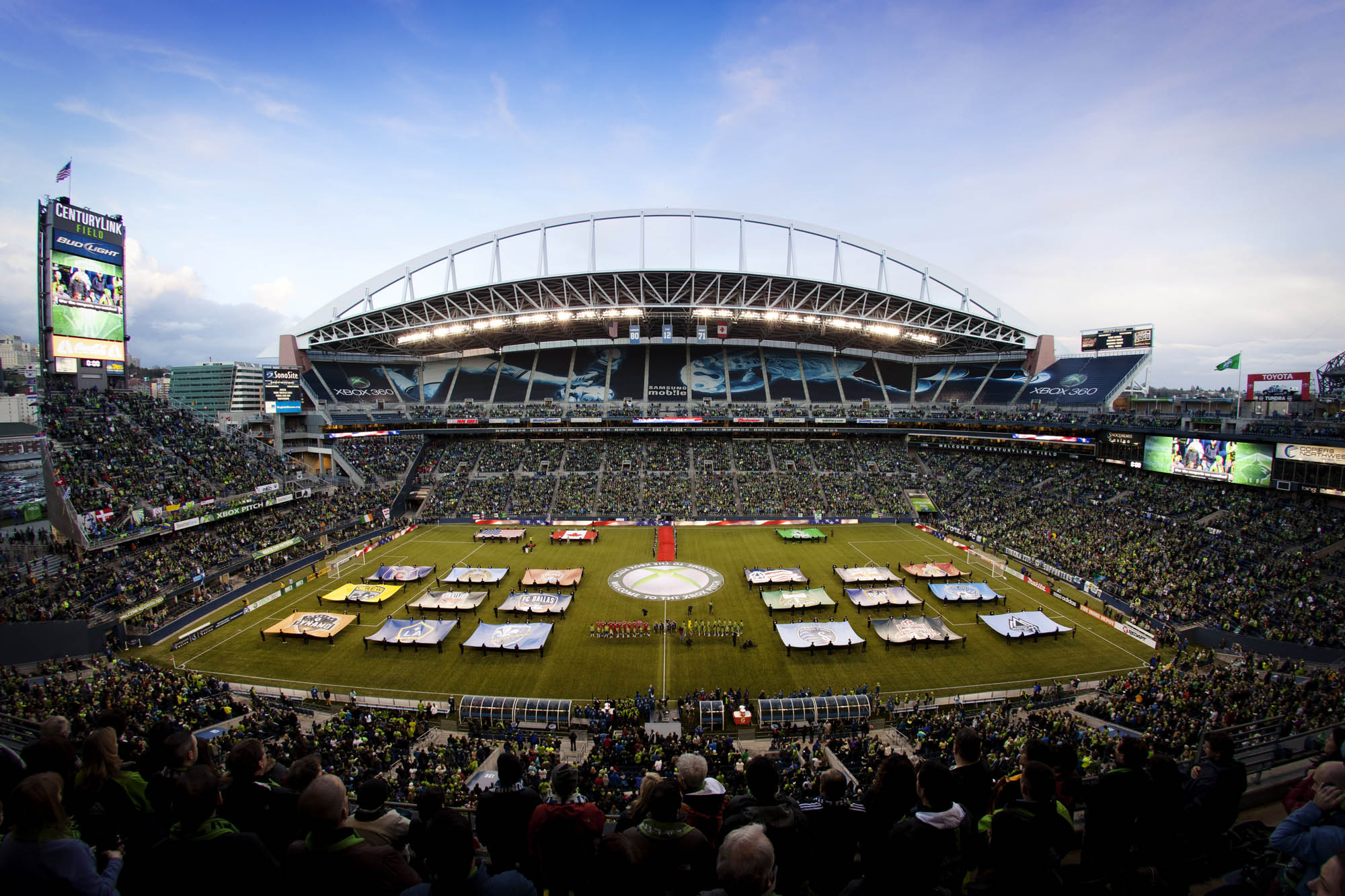 A photo of Century Link Field during a Seattle Sounders match